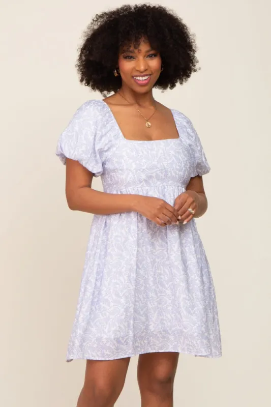 Ivory Leaf Print Puff Sleeve Dress sold by Pinkblush