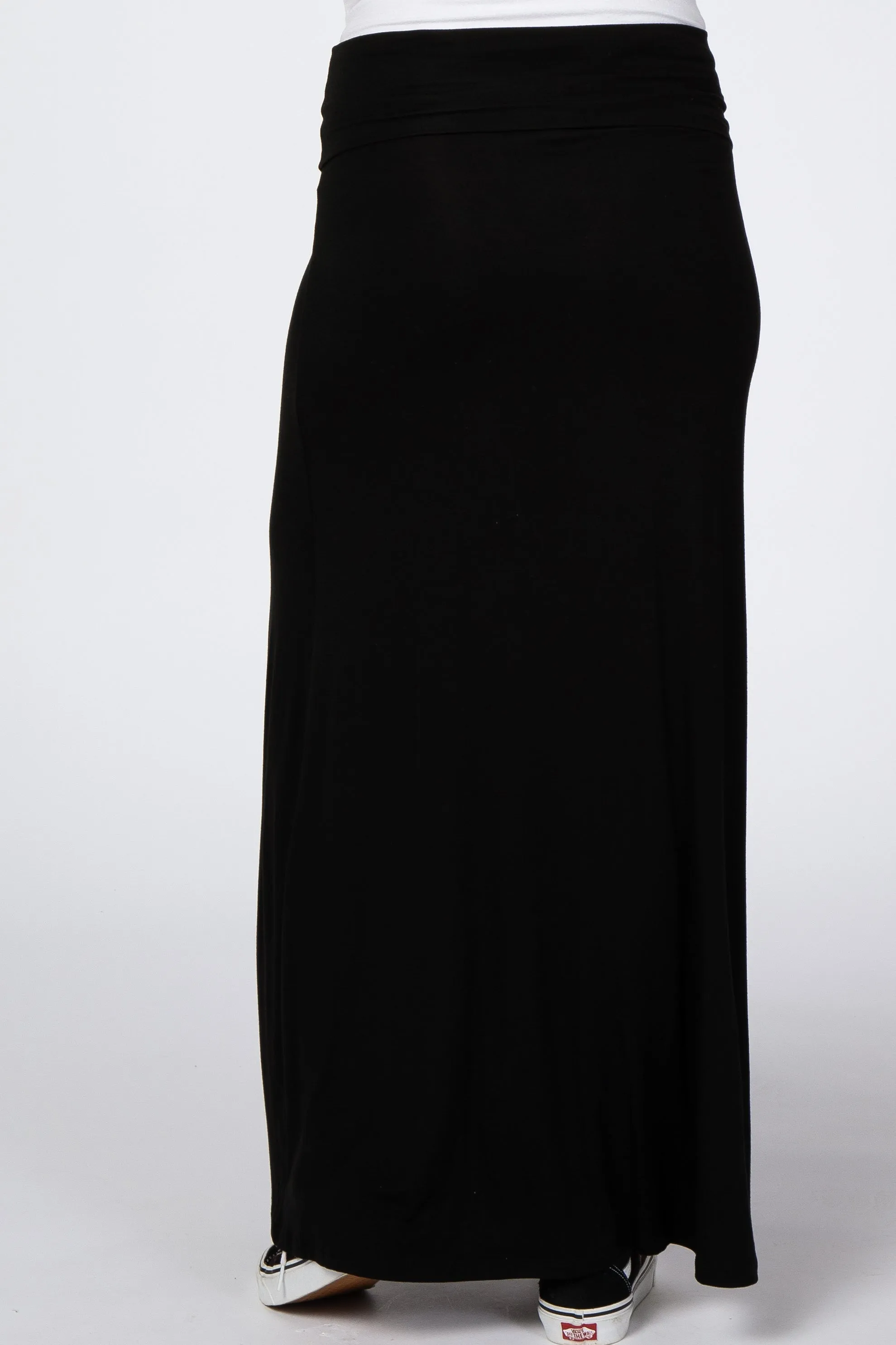 Black Foldover Side Slit Maternity Maxi Skirt sold by Pinkblush product image thumbnail 4