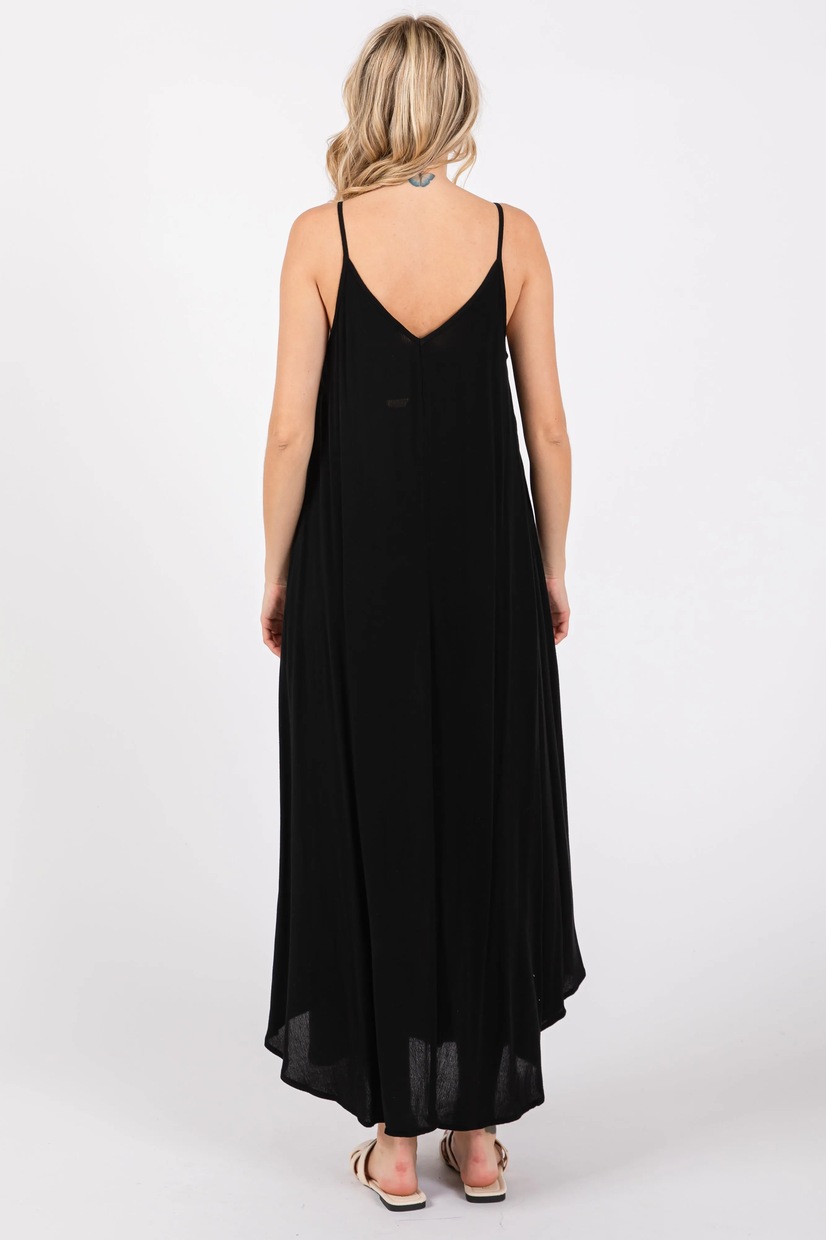 Black Lightweight Sleeveless V-Neck Maxi Dress sold by Pinkblush product image thumbnail 3