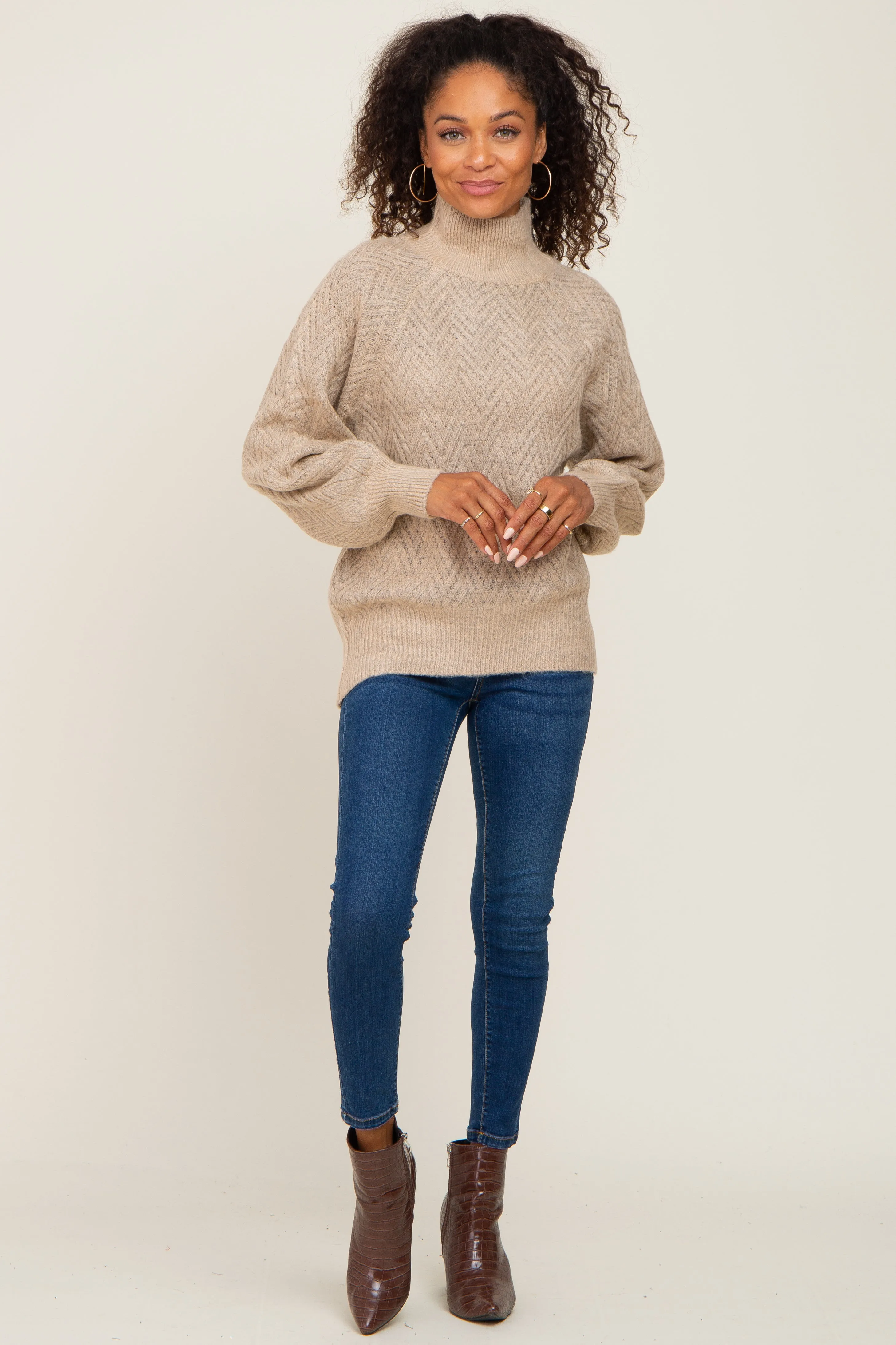 Beige Knit Turtleneck Sweater sold by Pinkblush product image thumbnail 4