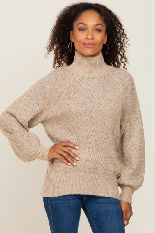 Beige Knit Turtleneck Sweater sold by Pinkblush