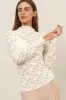 Cream Long Sleeve Brushed Lace High Neck Top sold by Pinkblush
