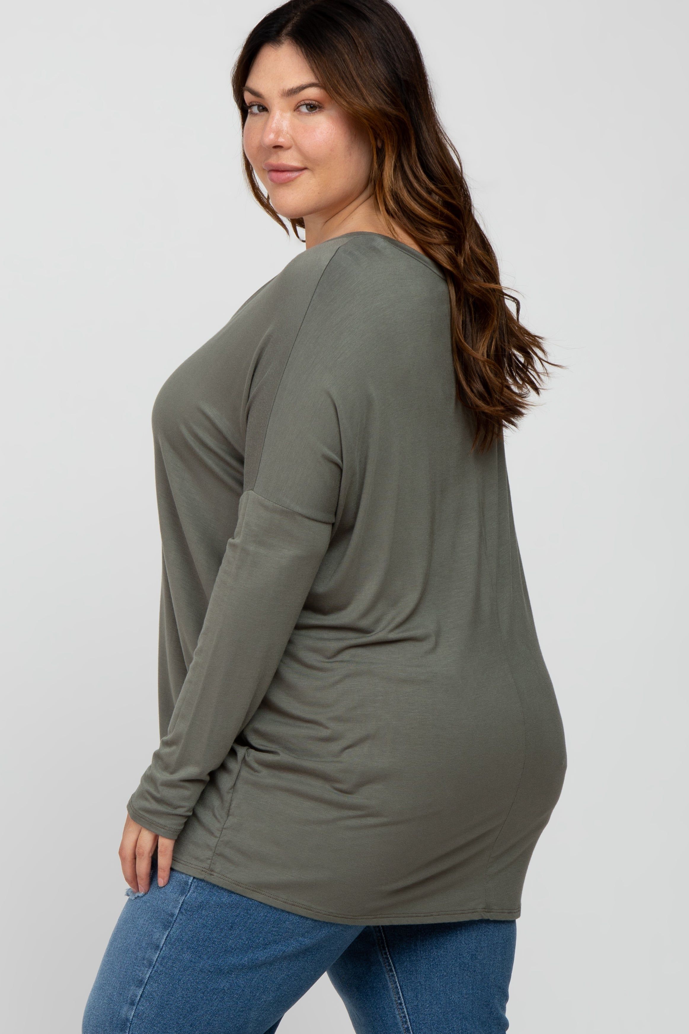 Olive V-Neck Plus Top sold by Pinkblush product image thumbnail 3