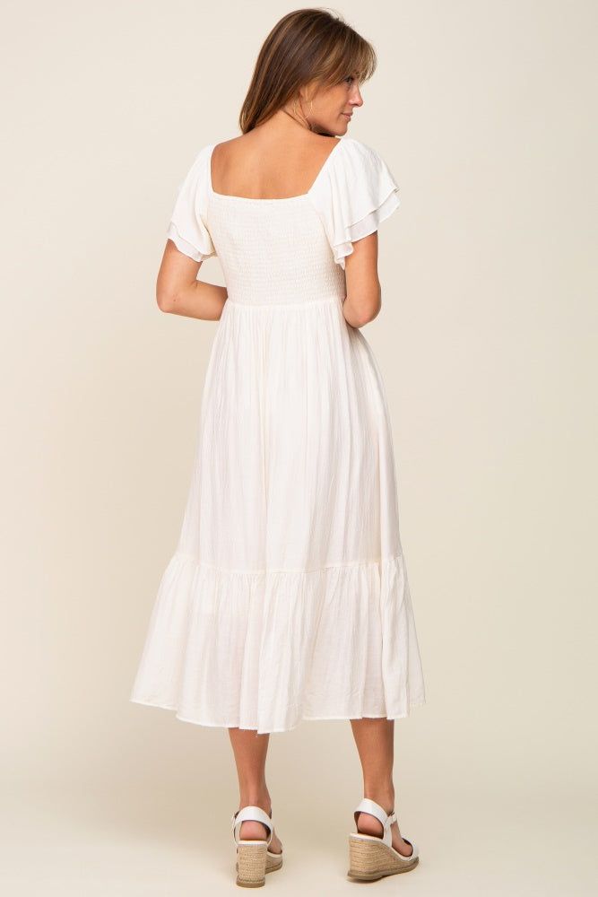 Cream Flutter Sleeve Midi Dress sold by Pinkblush product image thumbnail 3