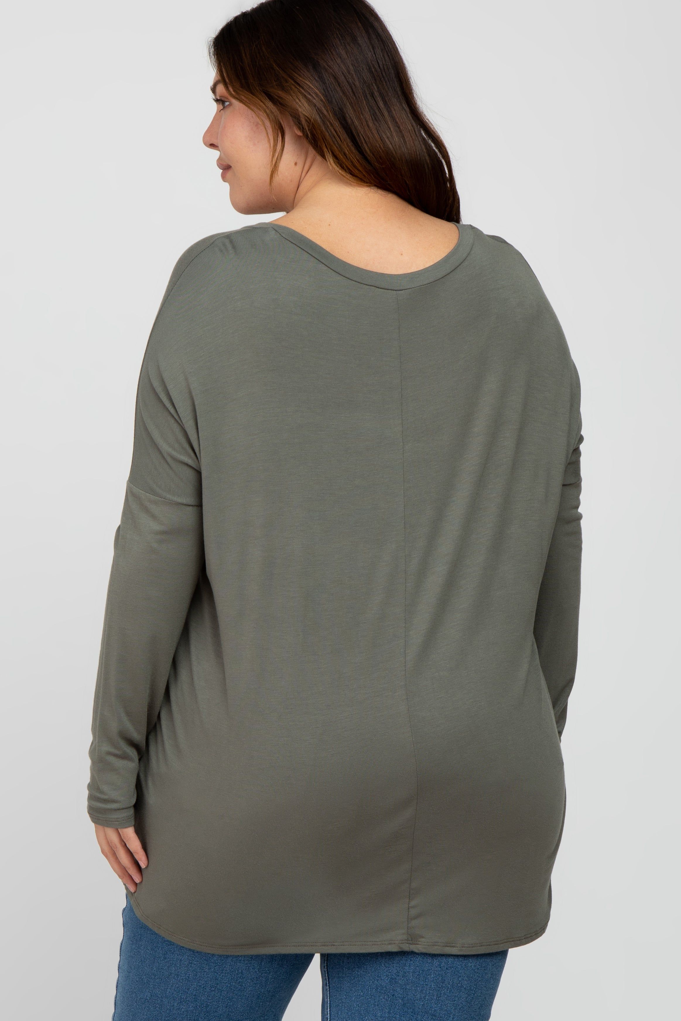 Olive V-Neck Plus Top sold by Pinkblush product image thumbnail 4