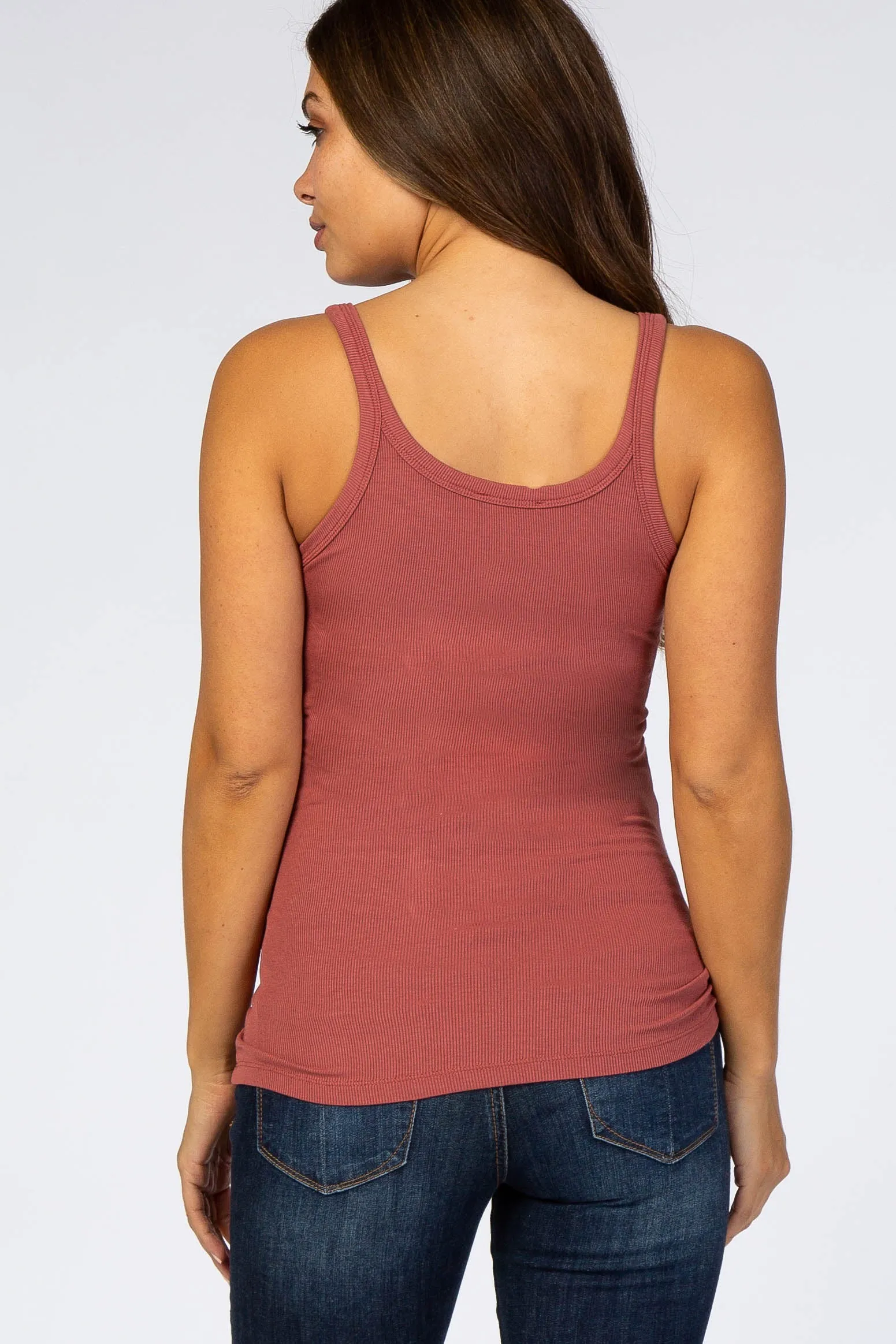 Rust Ribbed Maternity Tank Top sold by Pinkblush product image thumbnail 3