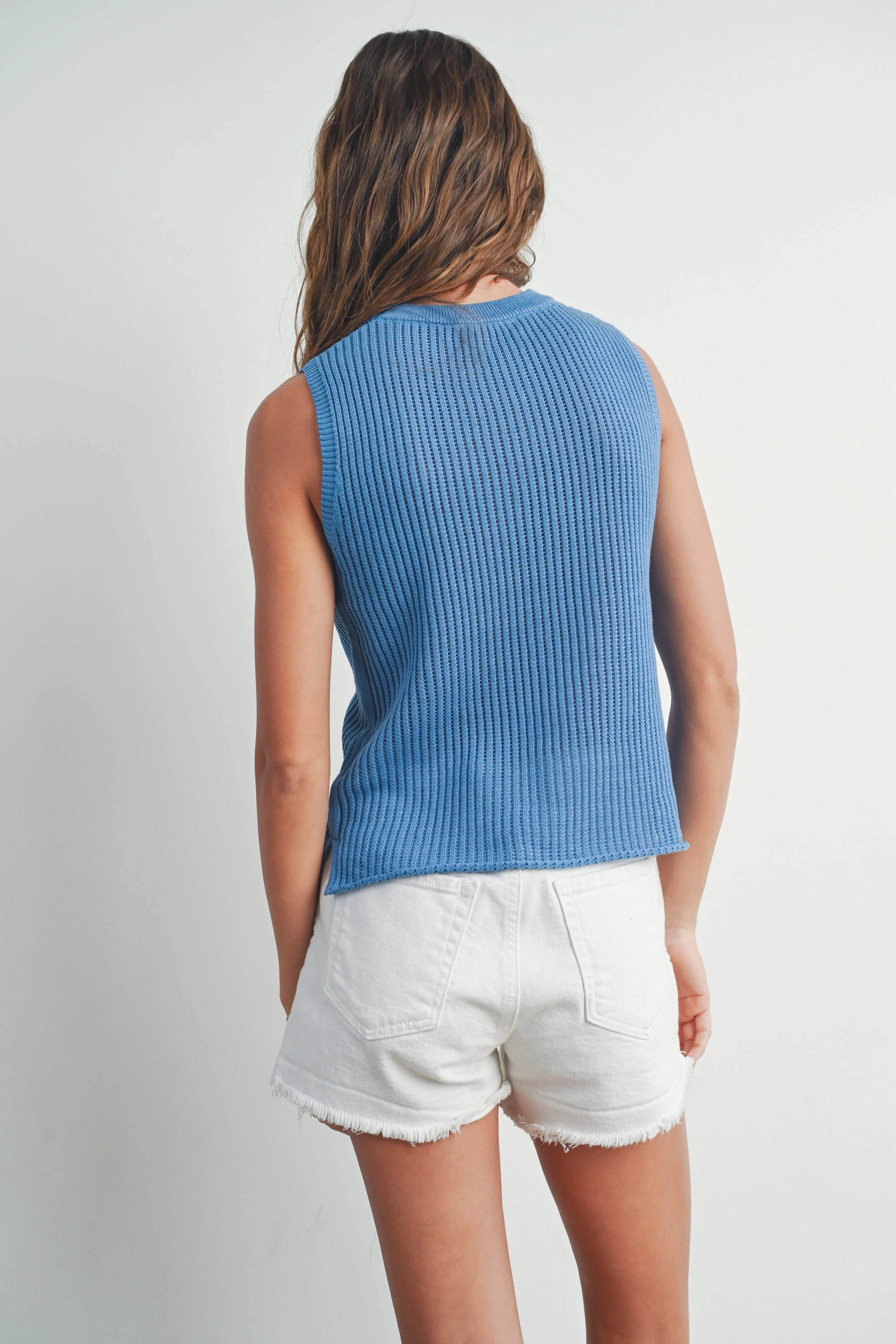 Denim Rib-Knit Sweater Vest sold by Pinkblush product image thumbnail 3