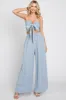 Light Blue Front Tie Crop Top and Pant Set sold by Pinkblush