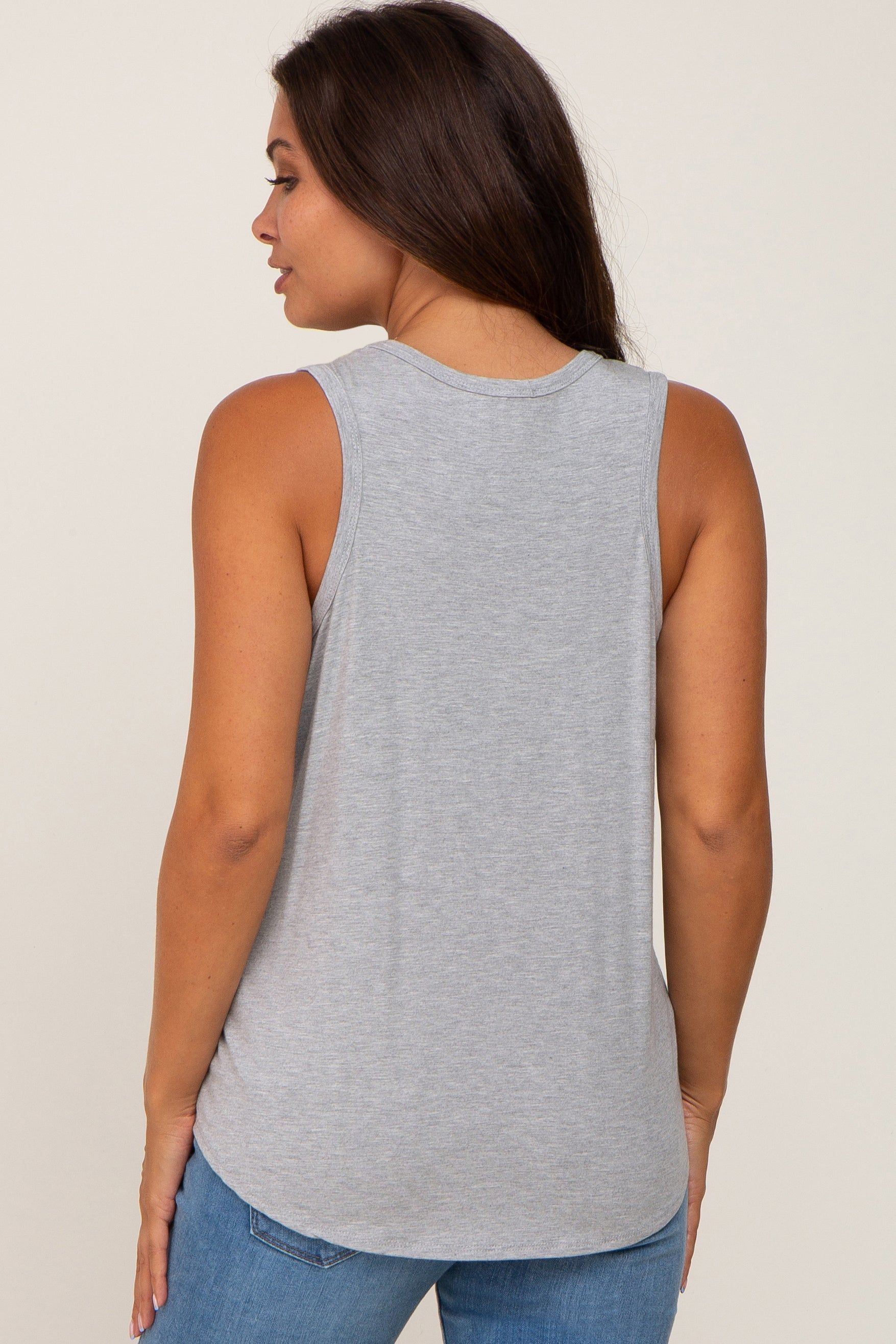 Heather Grey Scoop Neck Maternity Tank Top sold by Pinkblush product image thumbnail 3