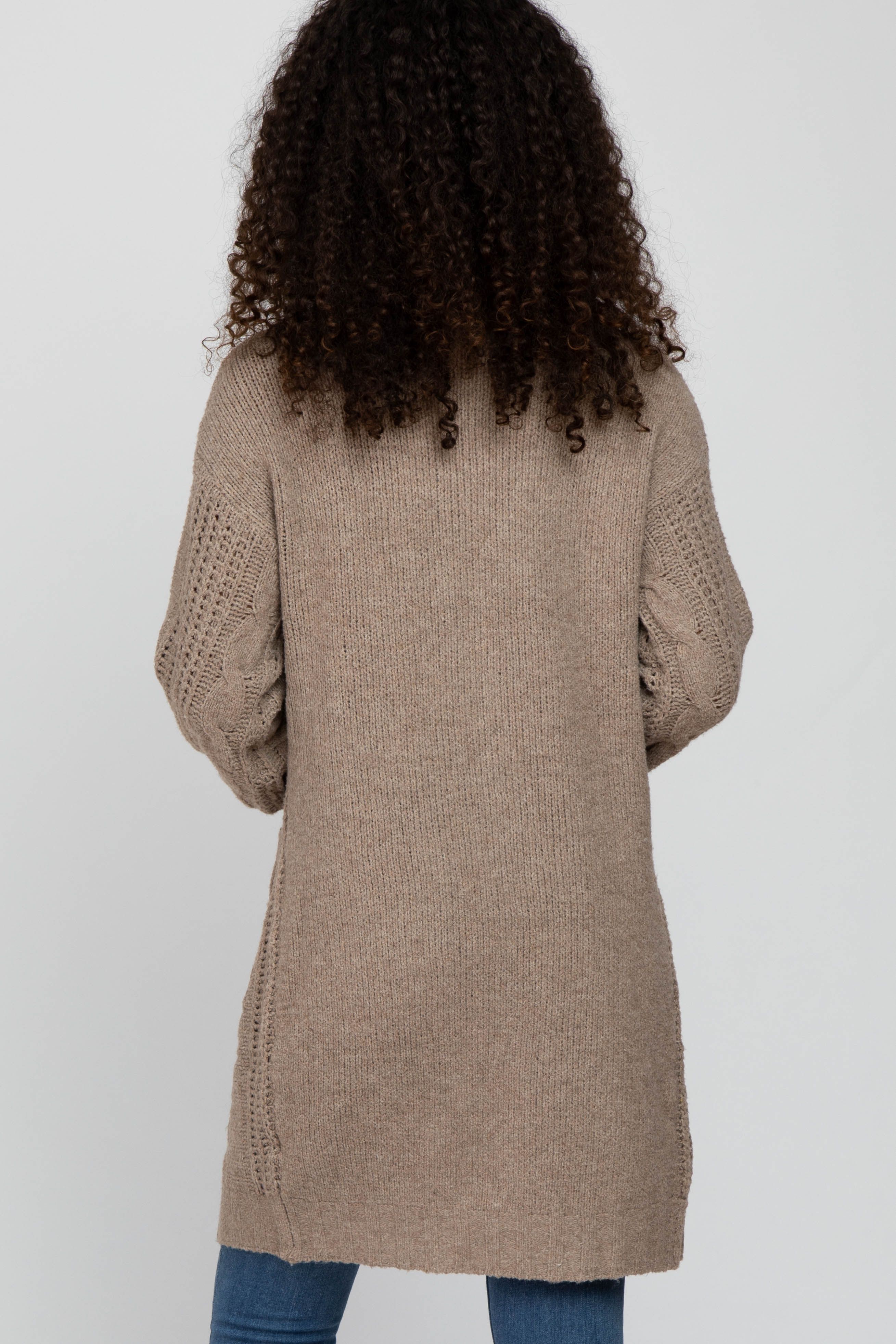Taupe Mixed Knit Chunky Cardigan sold by Pinkblush product image thumbnail 4