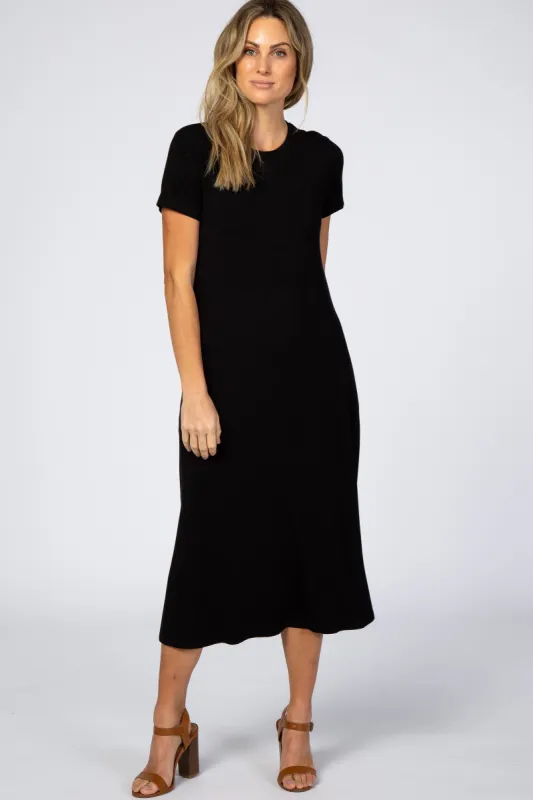 Black Side Slit Midi Dress sold by Pinkblush