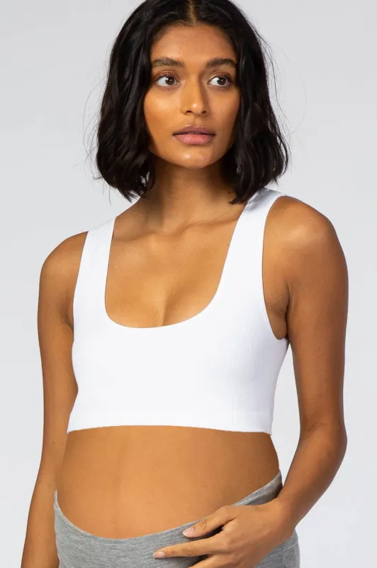 White Ribbed Squared Neck Maternity Bralette sold by Pinkblush