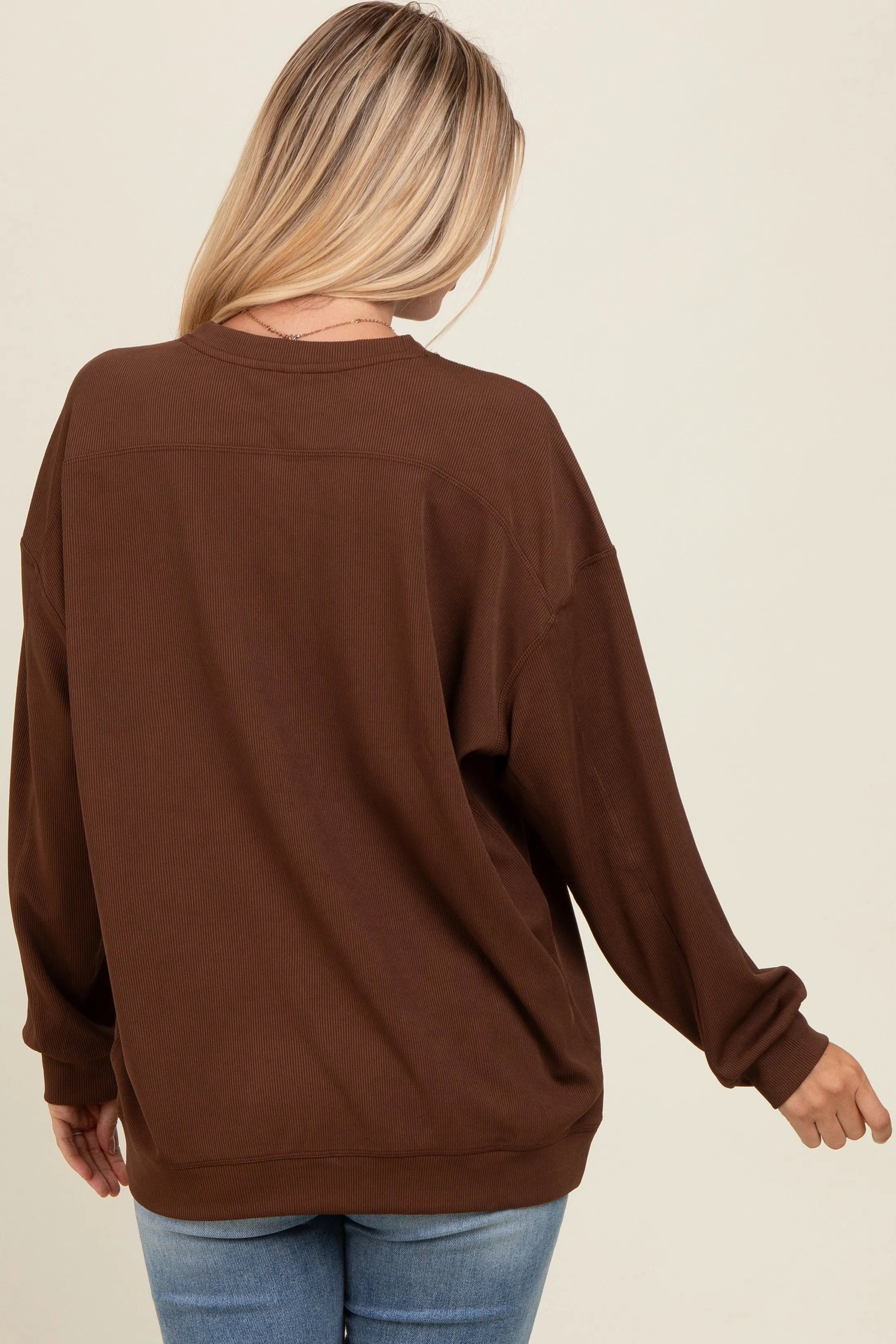 Brown Drop Shoulder Sweatshirt sold by Pinkblush product image thumbnail 5