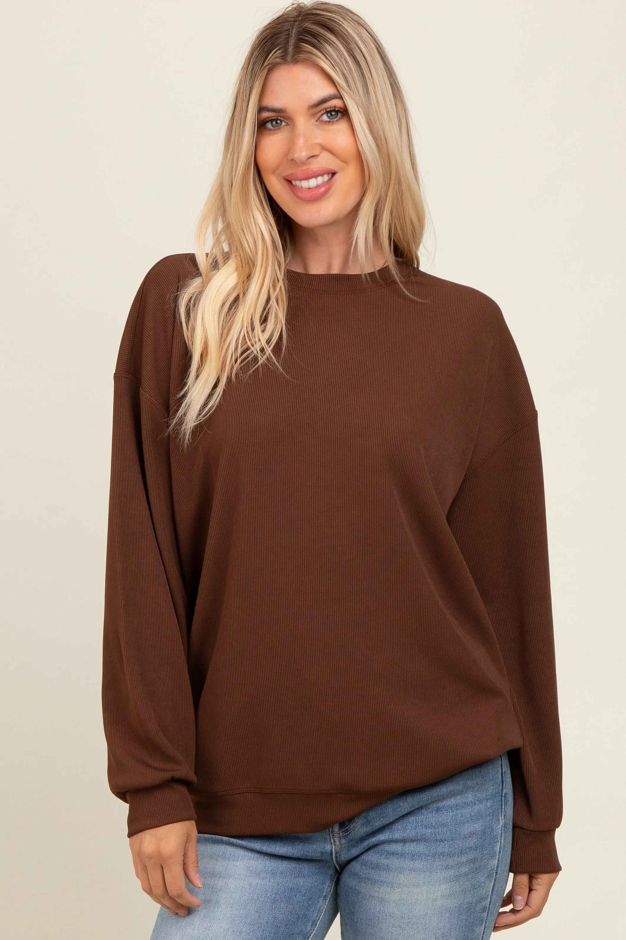 Brown Drop Shoulder Sweatshirt sold by Pinkblush product image thumbnail 2