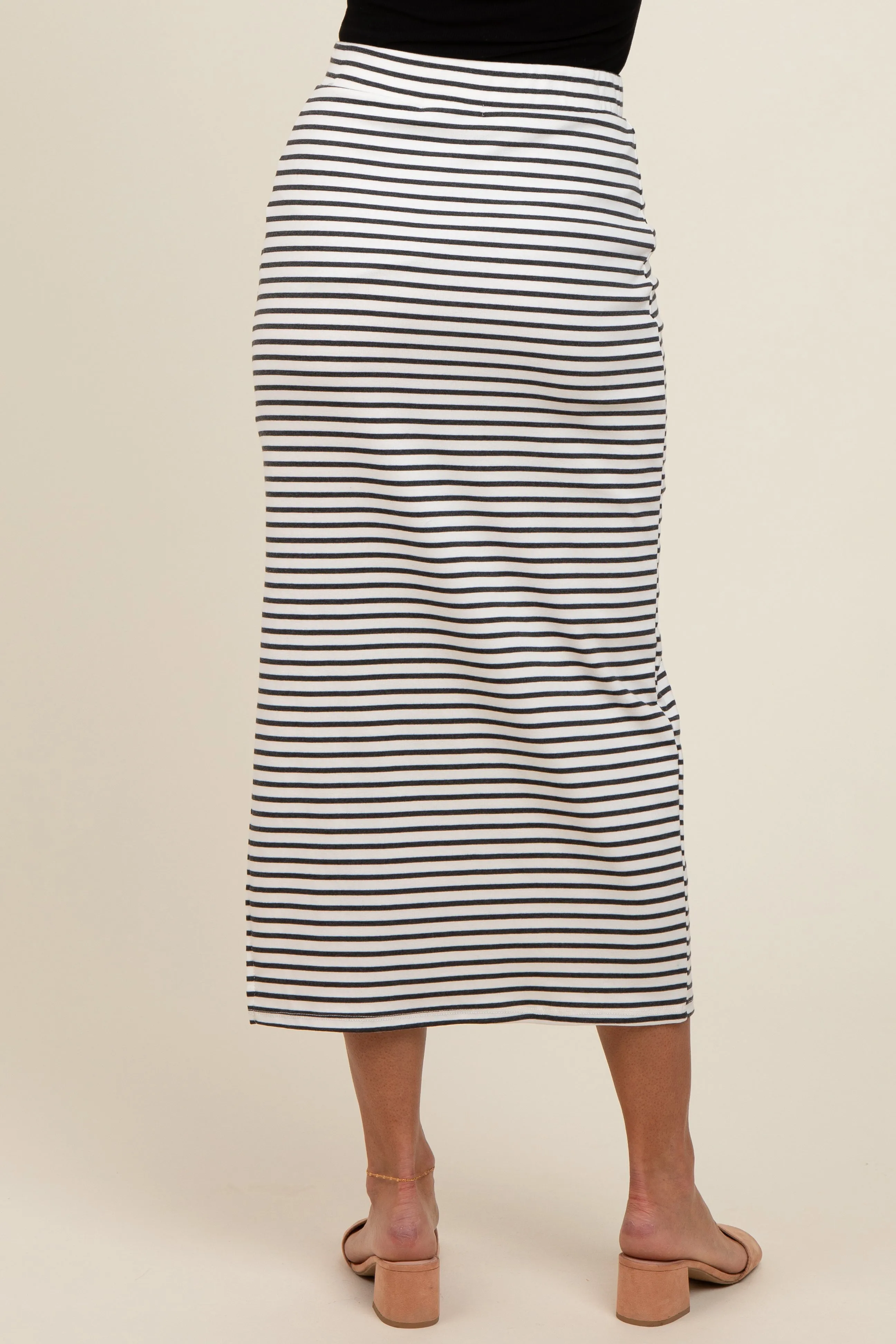 White Striped Fitted Side Slit Maxi Skirt sold by Pinkblush product image thumbnail 4