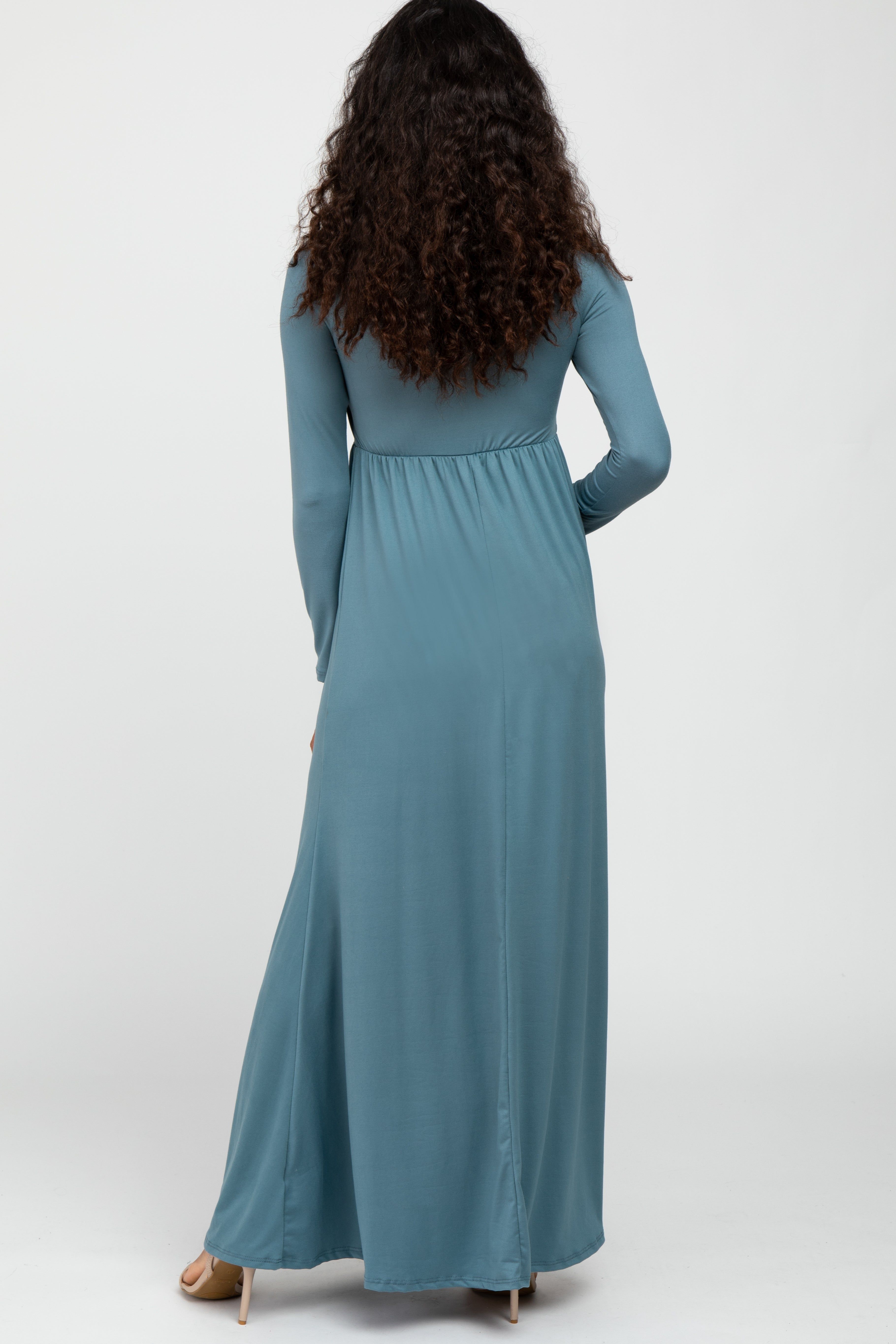 Turquoise Wrap Front Empire Waist Maxi Dress sold by Pinkblush product image thumbnail 3