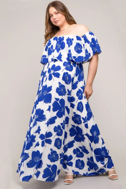 White Floral Off Shoulder Maternity Plus Maxi Dress sold by Pinkblush