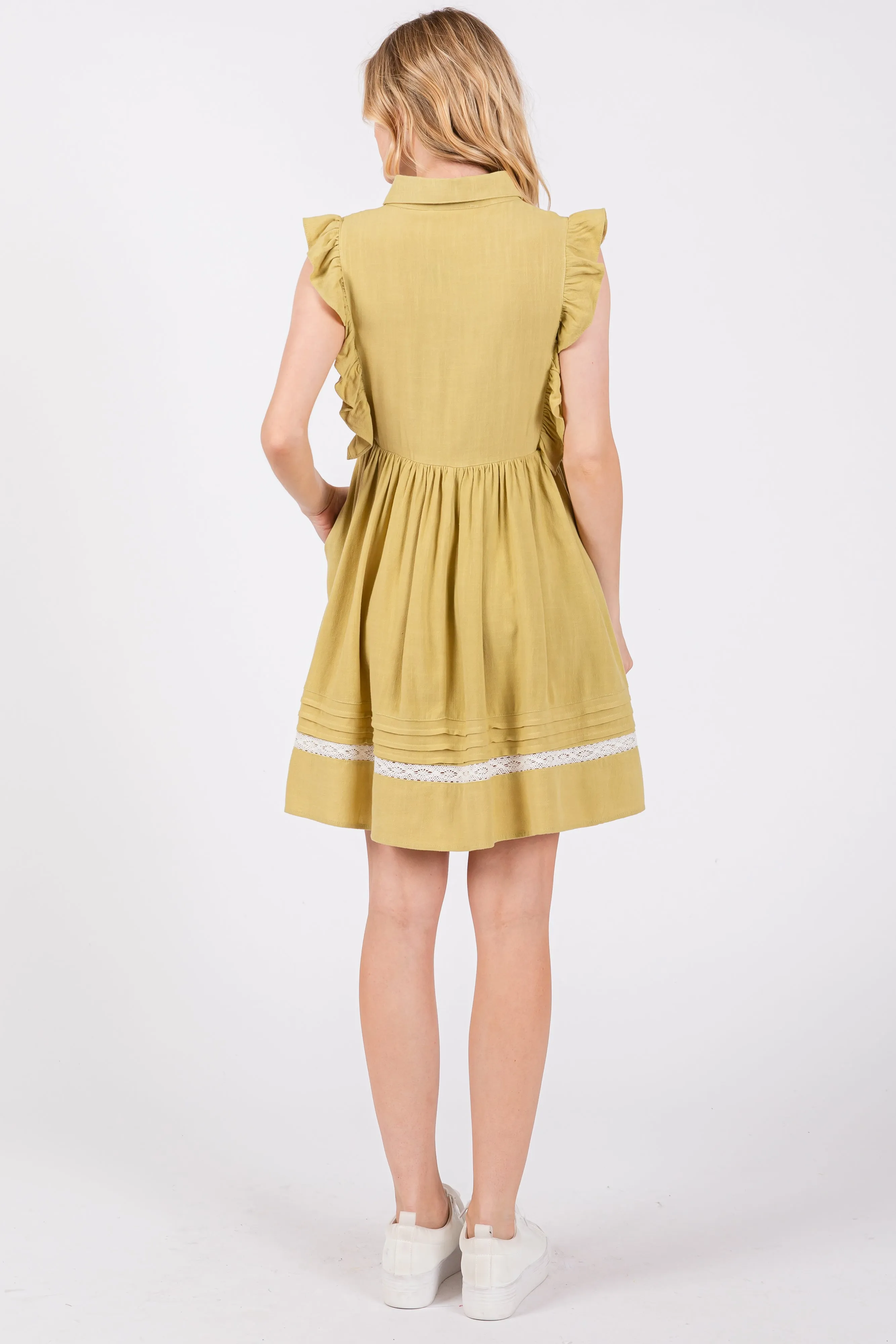 Lime Button Front Flutter Sleeve Mini Dress sold by Pinkblush product image thumbnail 4