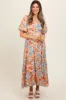 Peach Floral Print Pocketed Maternity Midi Dress sold by Pinkblush