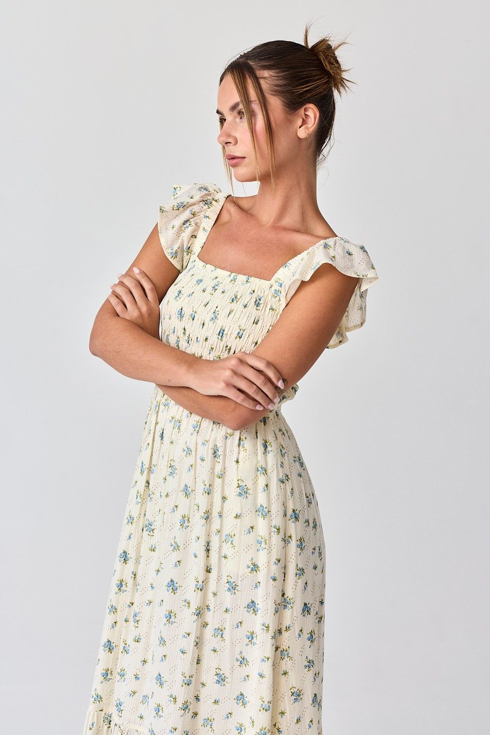 Blue Rose Smocked Ruffle Midi Dress sold by Pinkblush product image thumbnail 2