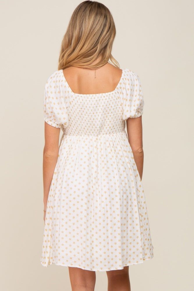 Yellow Floral Dotted Button Front Maternity Dress sold by Pinkblush product image thumbnail 3