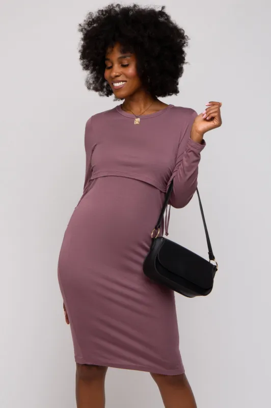 Mauve Long Sleeve Nursing Dress sold by Pinkblush