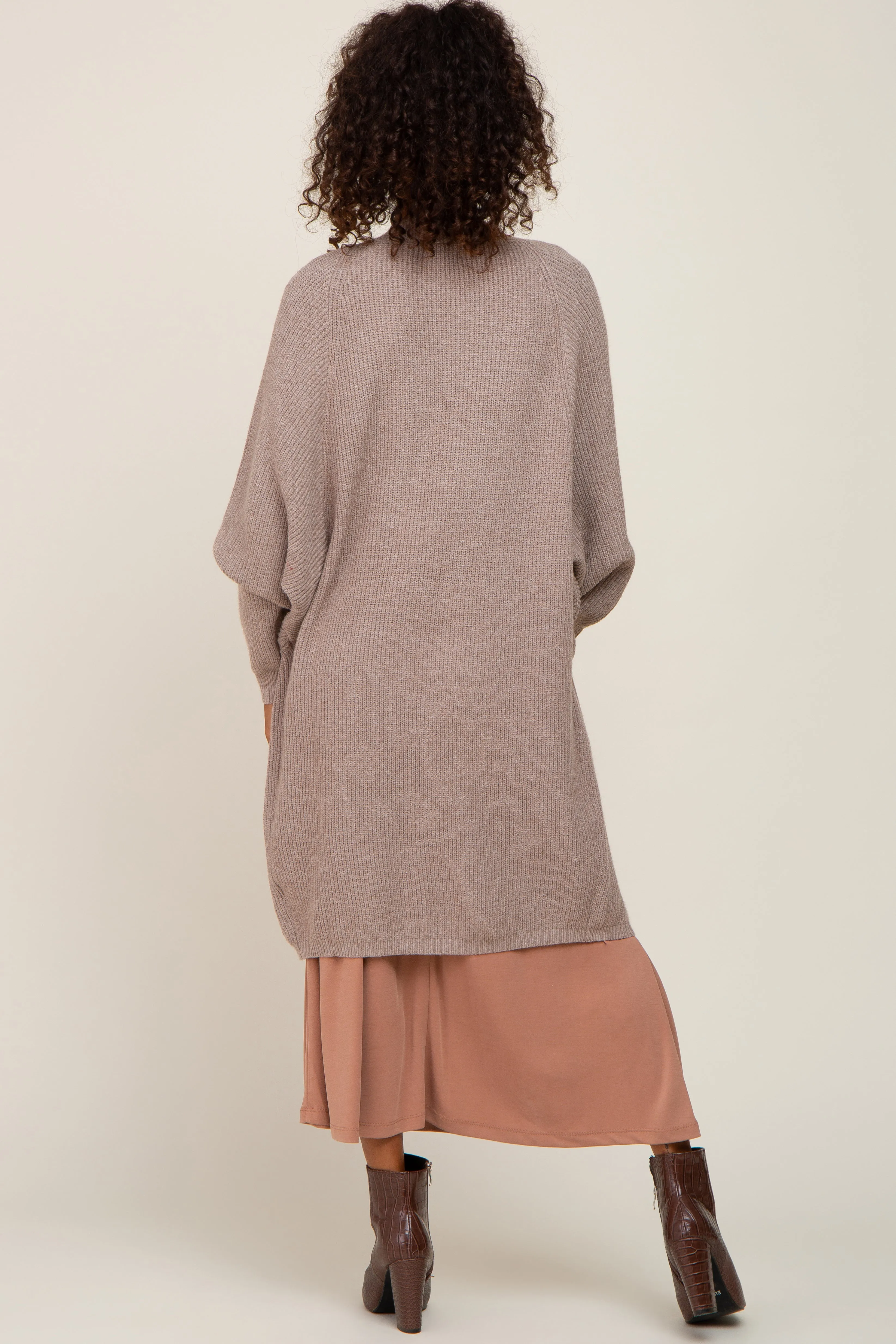 Taupe Pocketed Knit Cardigan sold by Pinkblush product image thumbnail 3