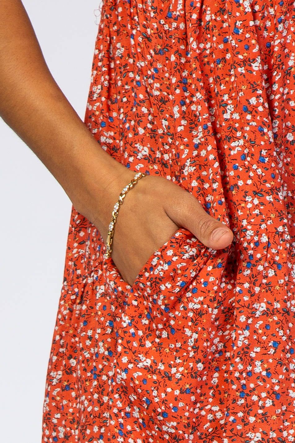 Rust Floral Button Front Mini Dress sold by Pinkblush product image thumbnail 4