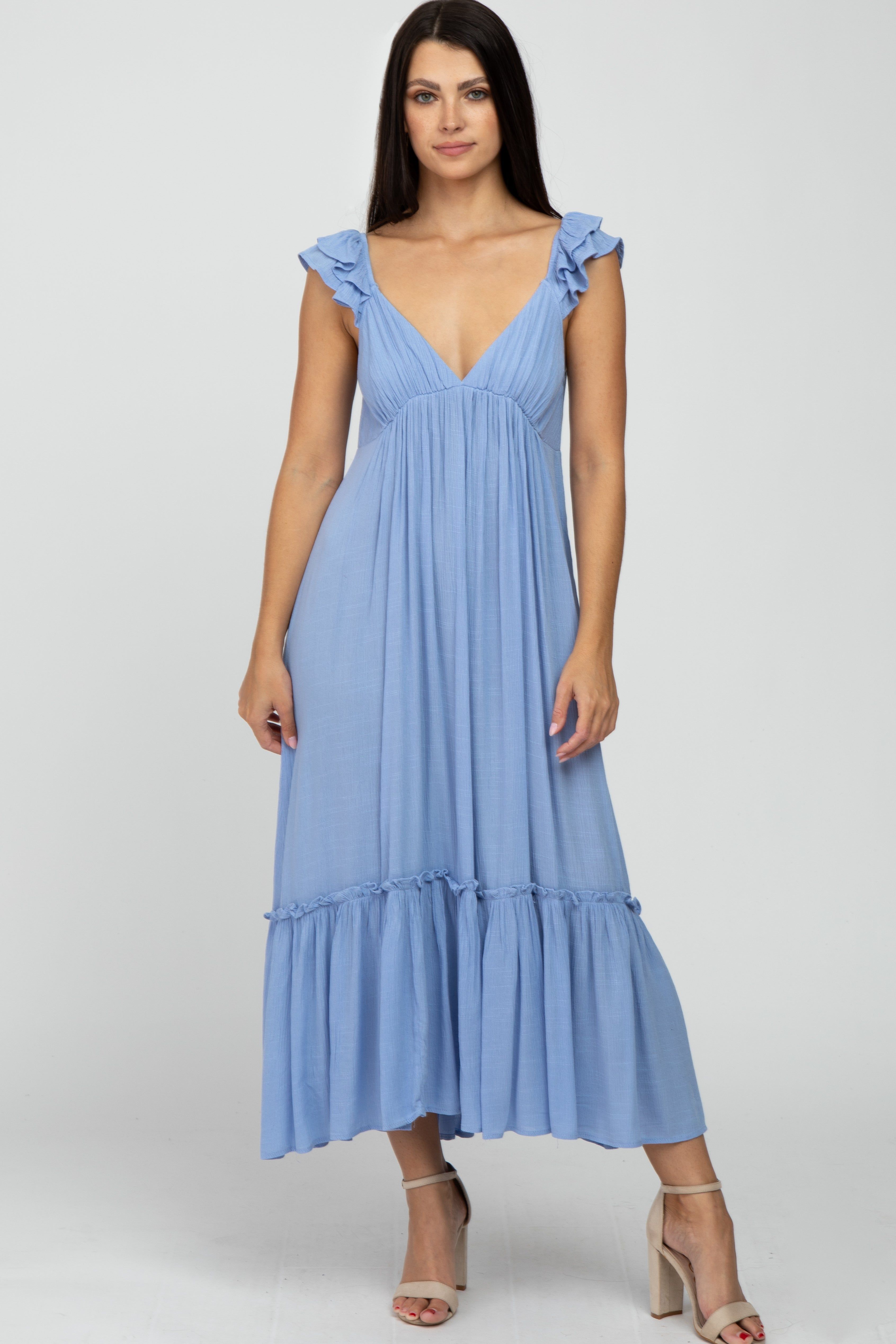 Light Blue Ruffle Accent Maxi Dress sold by Pinkblush product image thumbnail 2