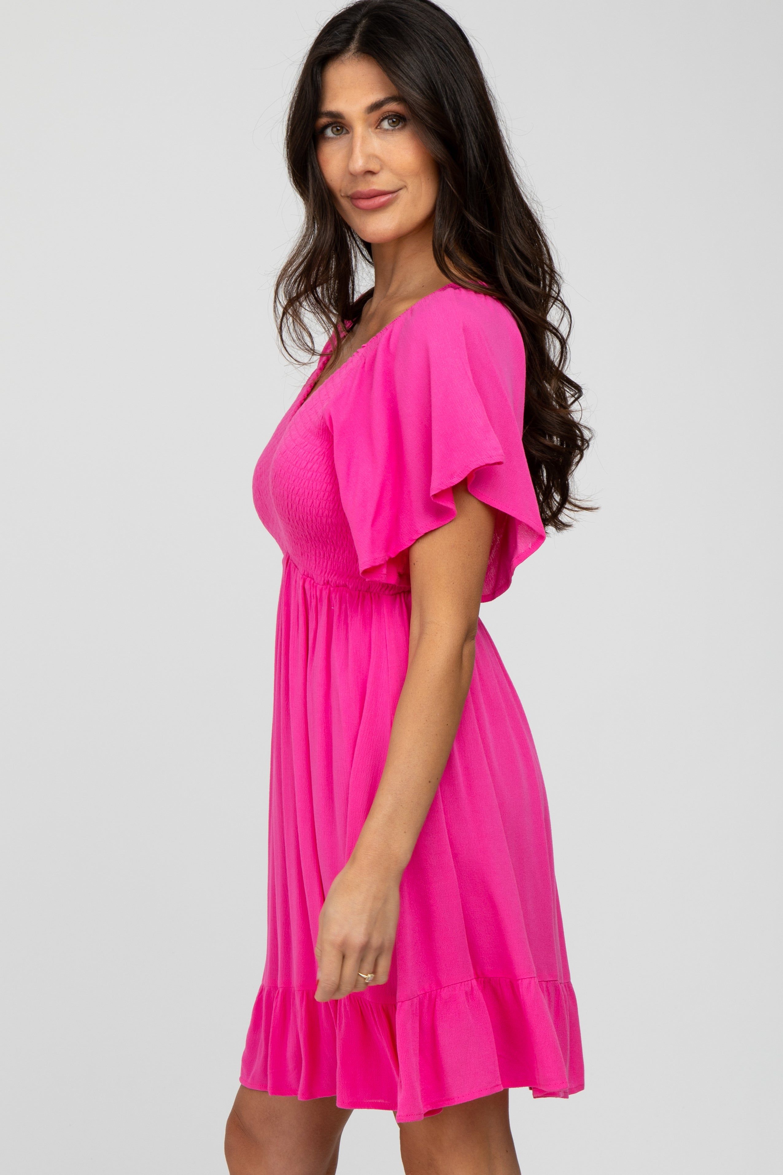 Fuchsia Smocked Dress sold by Pinkblush product image thumbnail 3