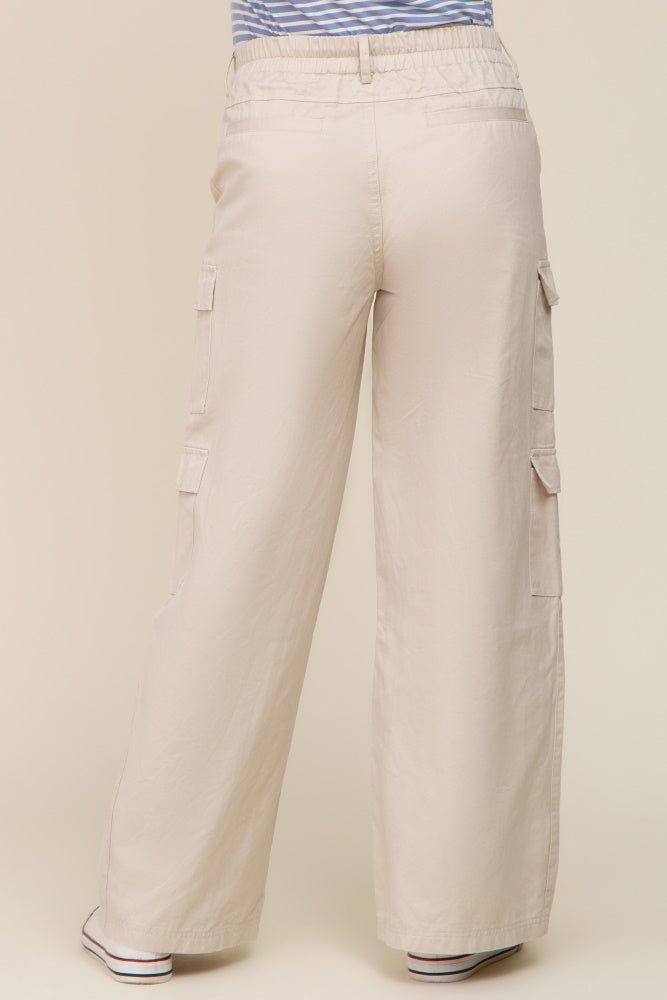 Beige Maternity Double Pocket Wide Leg Cargo Pants sold by Pinkblush product image thumbnail 4