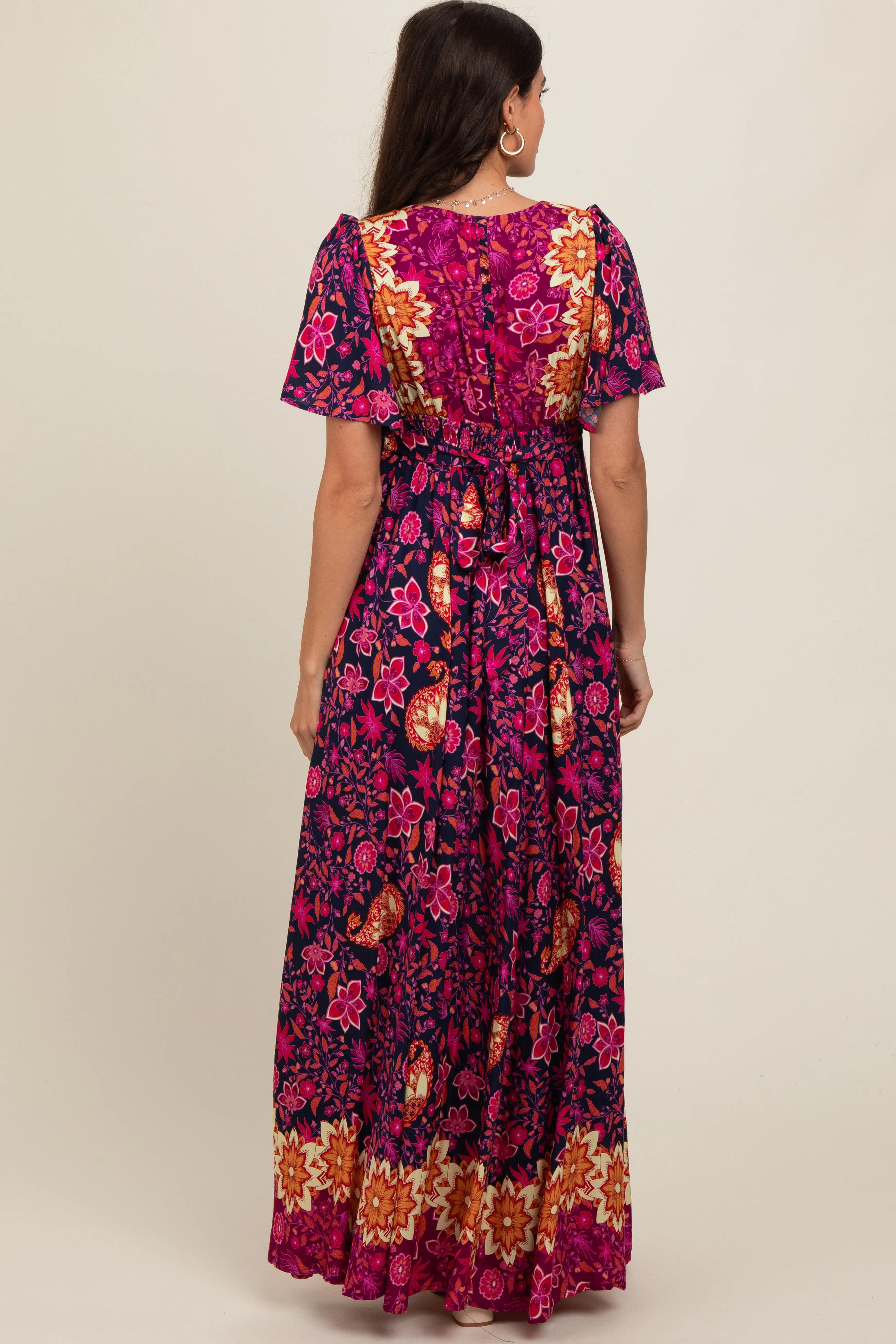 Navy Blue Mixed Floral Maxi Dress sold by Pinkblush product image thumbnail 5