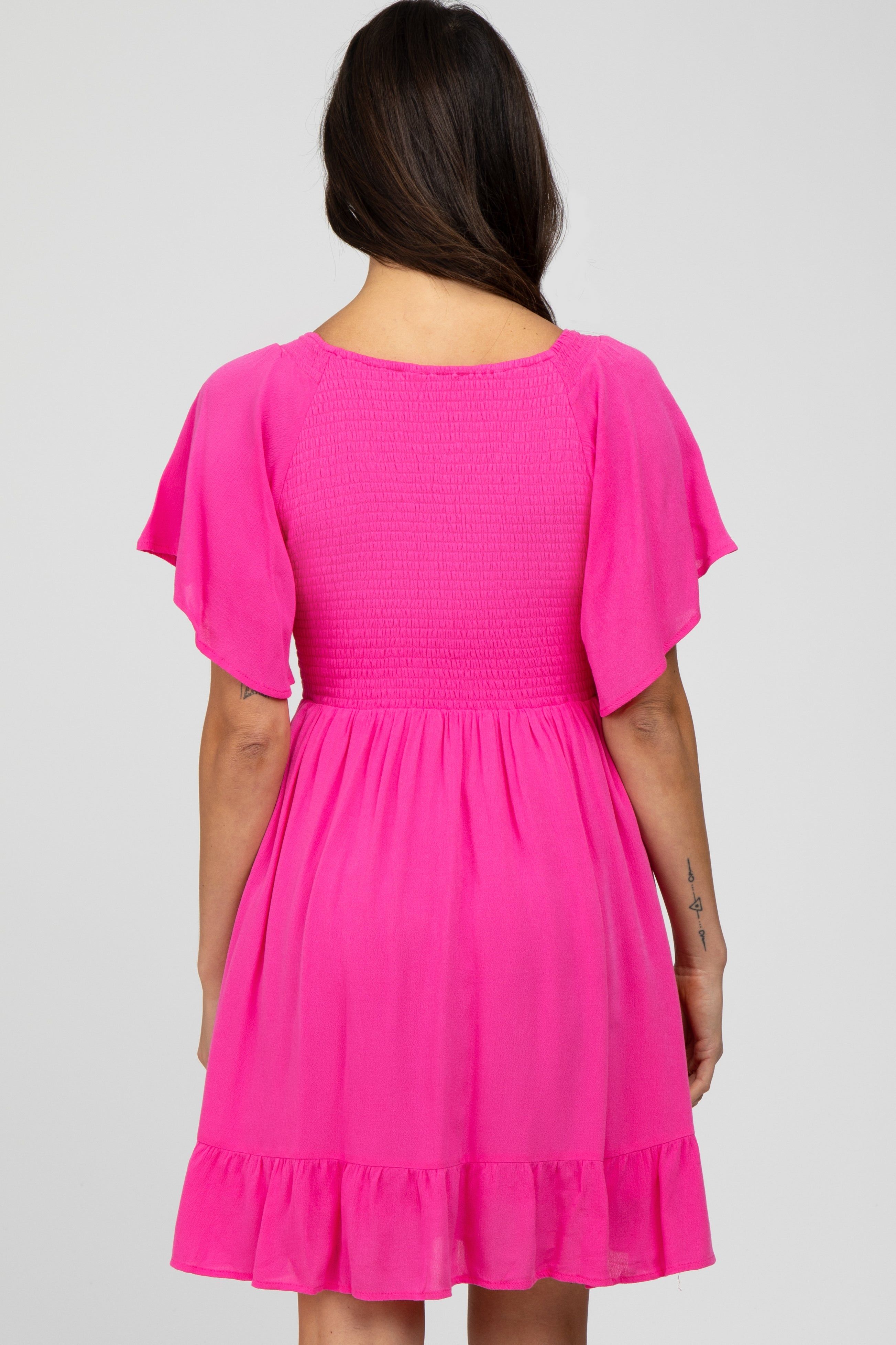 Fuchsia Smocked Dress sold by Pinkblush product image thumbnail 4