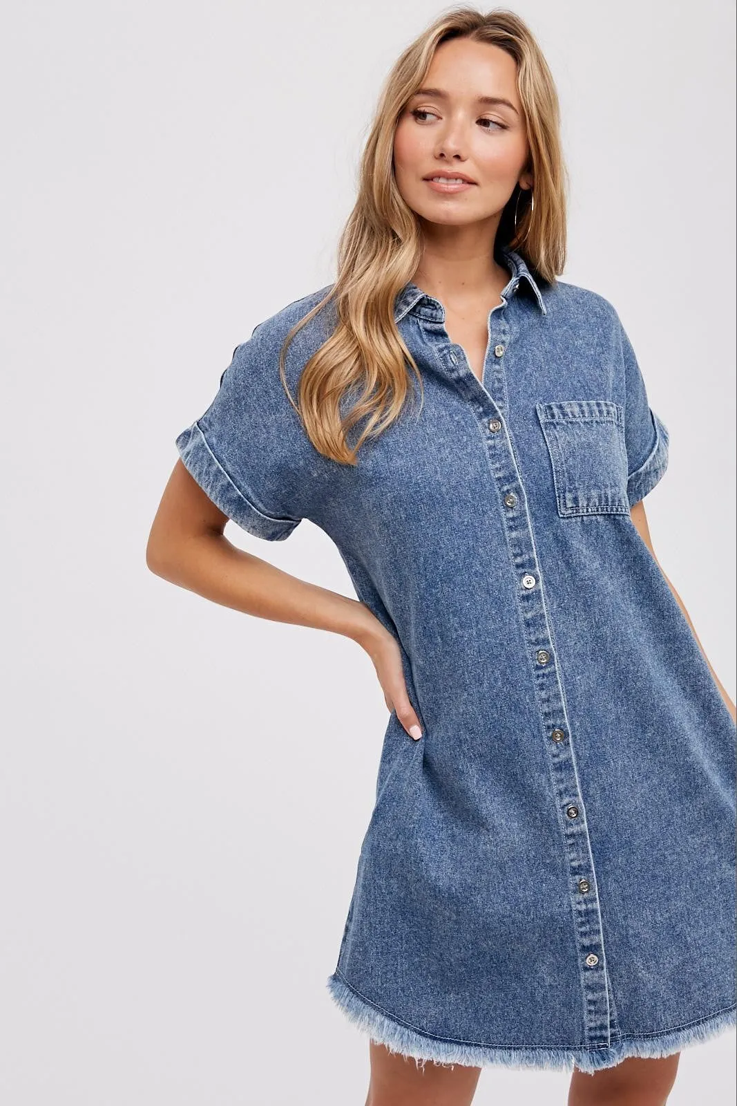 Blue Denim Button Up Dress sold by Pinkblush product image thumbnail 4