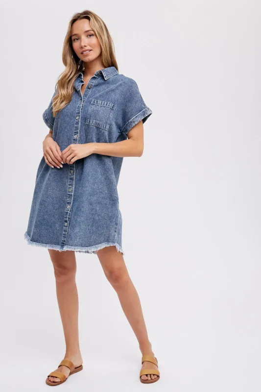 Blue Denim Button Up Dress sold by Pinkblush