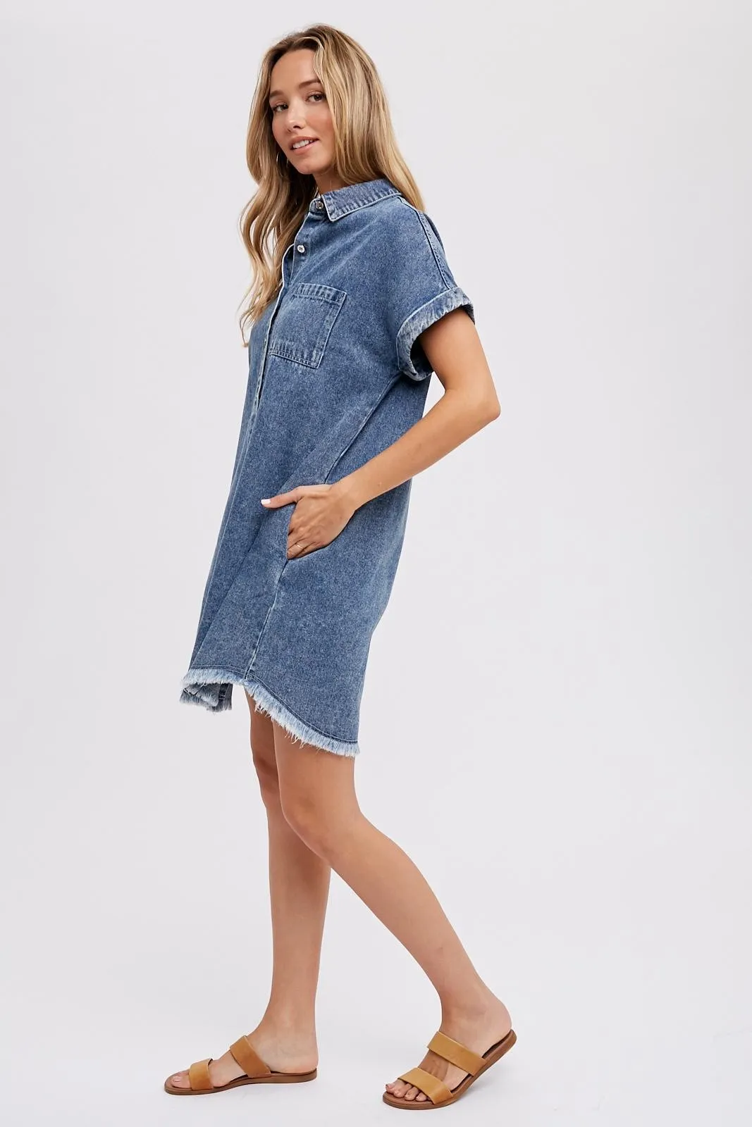 Blue Denim Button Up Dress sold by Pinkblush product image thumbnail 2