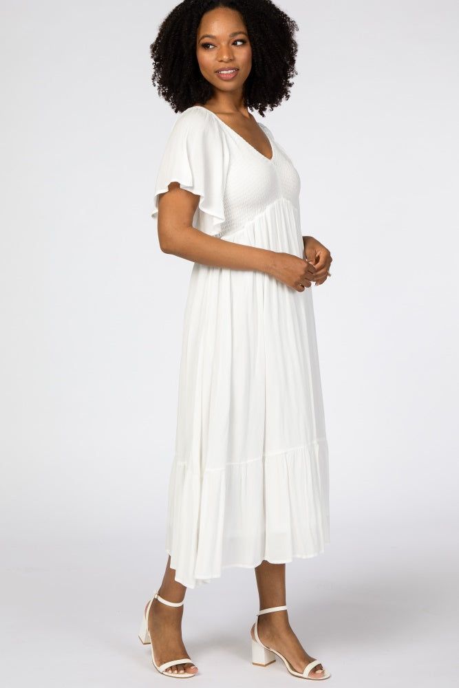 White Smocked Ruffle Dress sold by Pinkblush product image thumbnail 2