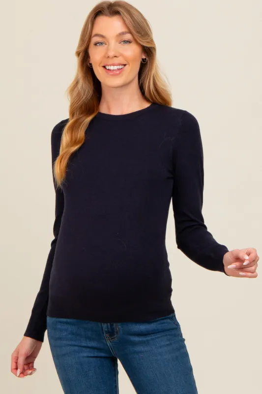 Navy Basic Soft Knit Maternity Sweater sold by Pinkblush