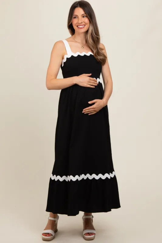Black Contrast Trim Maternity Maxi Dress sold by Pinkblush