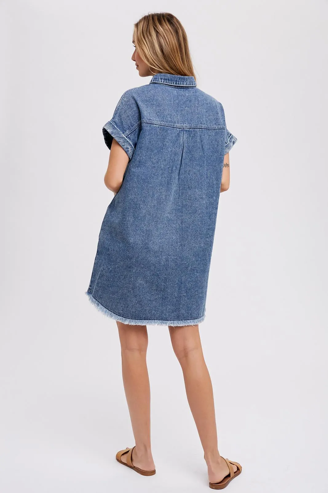 Blue Denim Button Up Dress sold by Pinkblush product image thumbnail 3