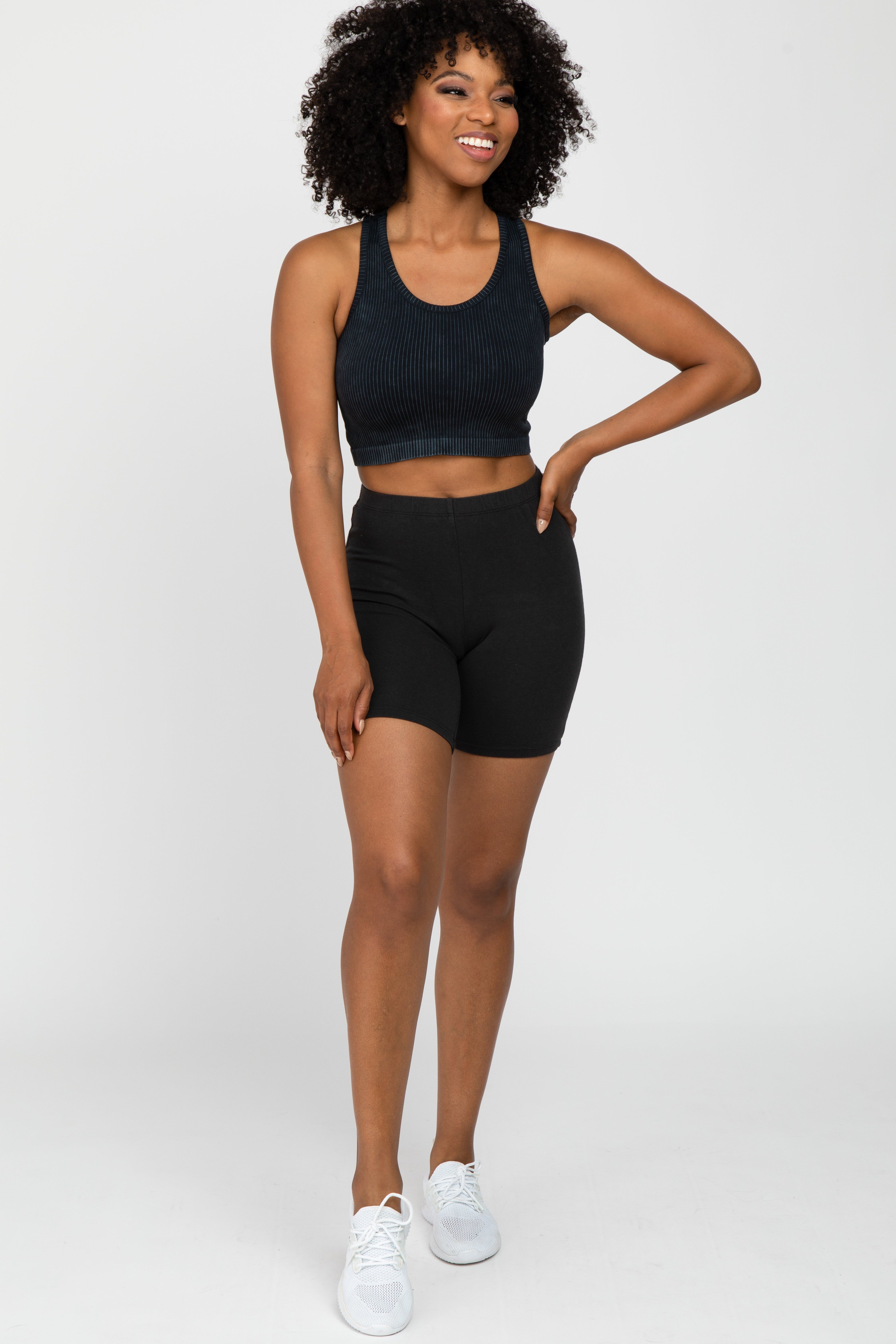 Black Vintage Wash Ribbed Sports Bra sold by Pinkblush product image thumbnail 2