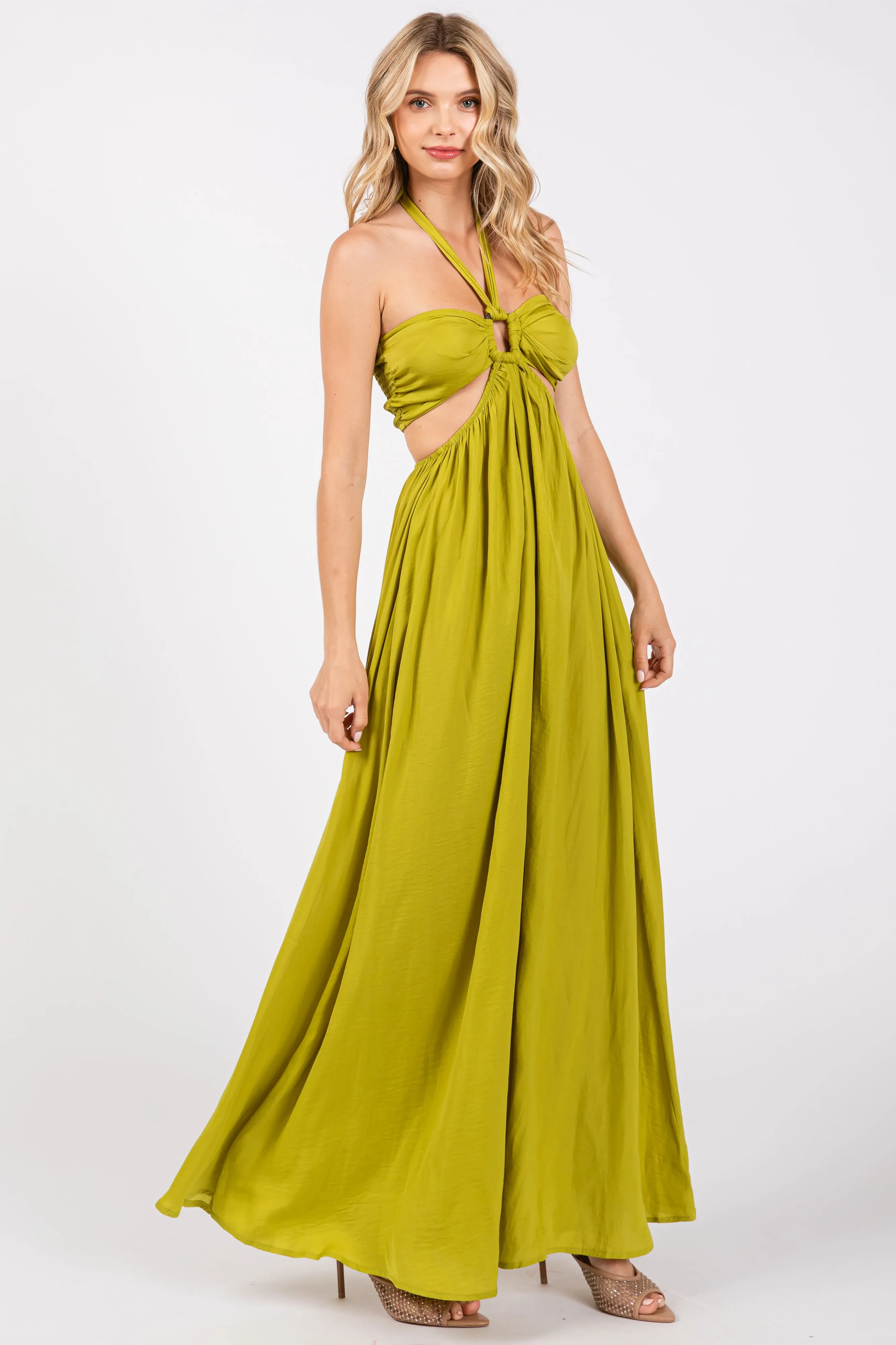 Lime Halter Cutout Maxi Dress sold by Pinkblush product image thumbnail 2
