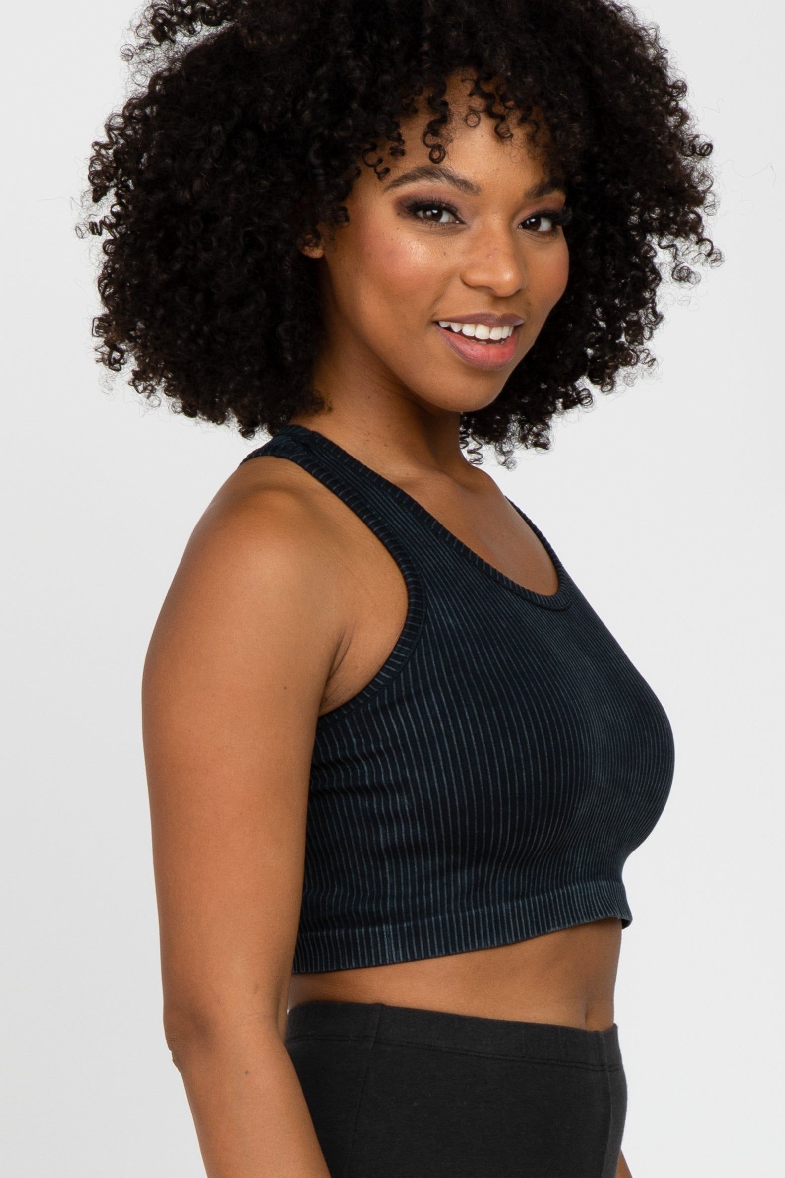 Black Vintage Wash Ribbed Sports Bra sold by Pinkblush product image thumbnail 3