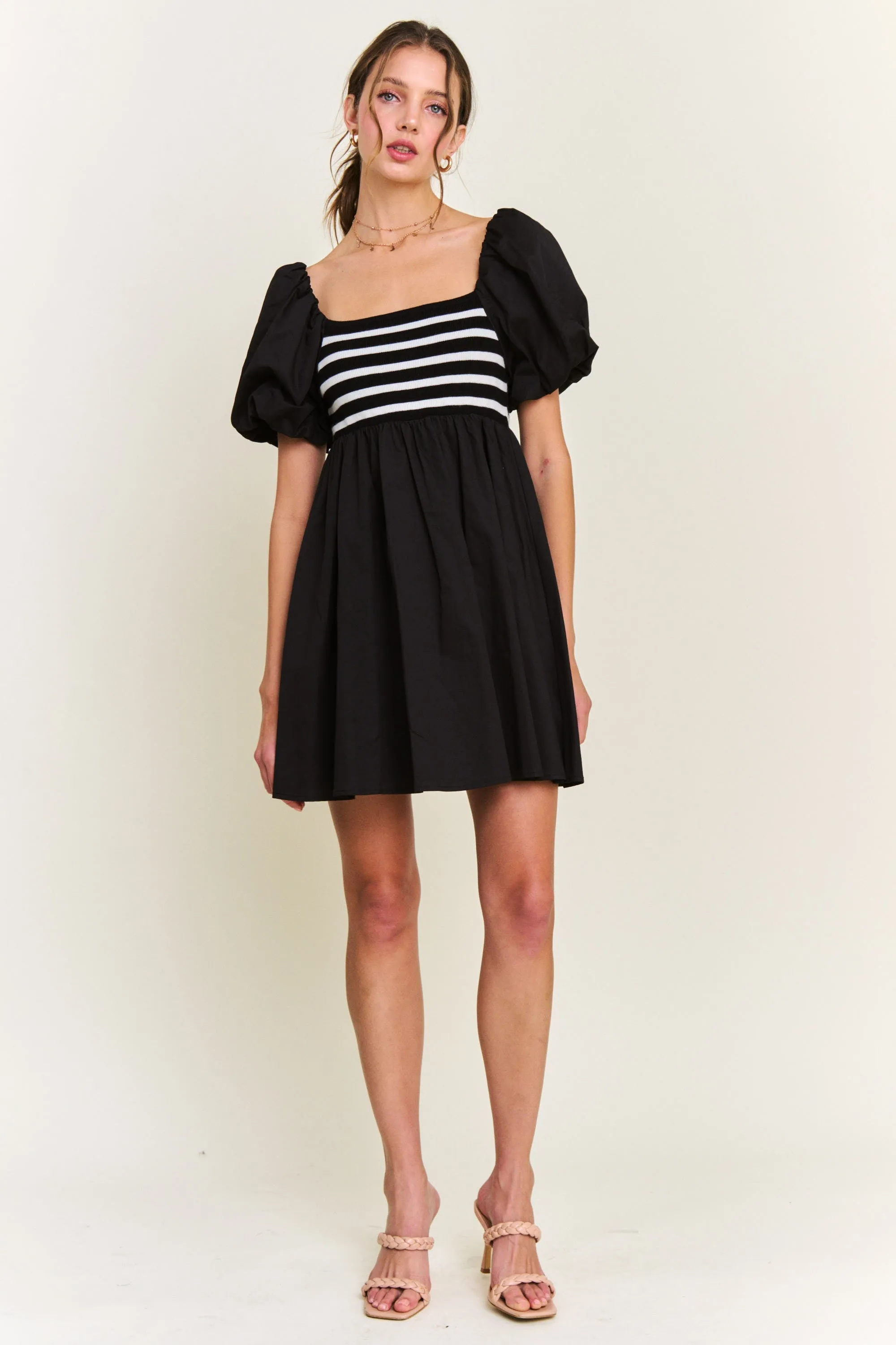 Black Knit Contrast Poplin Dress sold by Pinkblush product image thumbnail 5