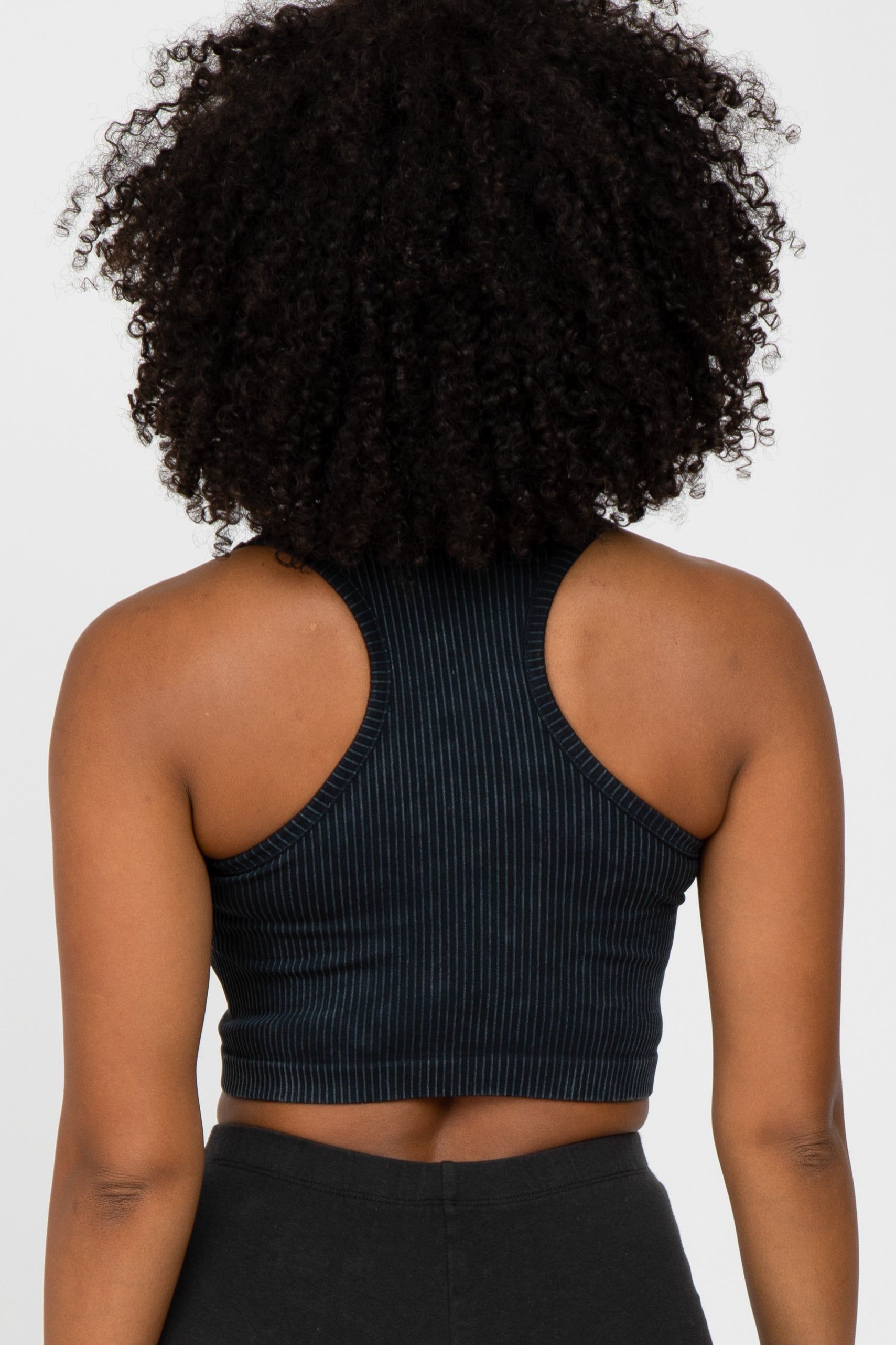 Black Vintage Wash Ribbed Sports Bra sold by Pinkblush product image thumbnail 4