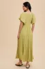 Light Olive V-Neck Flutter Short Sleeve Midi Dress sold by Pinkblush