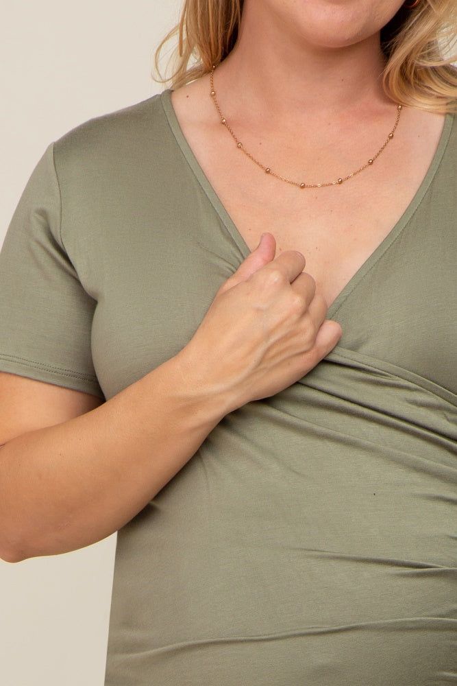 Olive Wrap Front Plus Maternity/Nursing Top sold by Pinkblush product image thumbnail 4