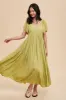 Light Olive V-Neck Flutter Short Sleeve Midi Dress sold by Pinkblush