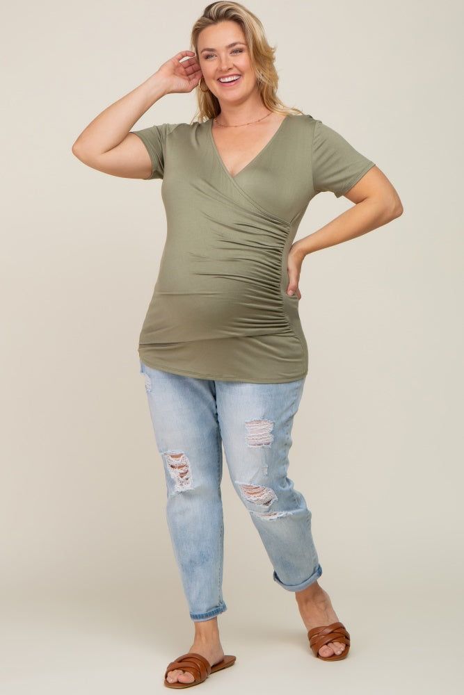 Olive Wrap Front Plus Maternity/Nursing Top sold by Pinkblush product image thumbnail 8
