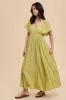 Light Olive V-Neck Flutter Short Sleeve Midi Dress sold by Pinkblush